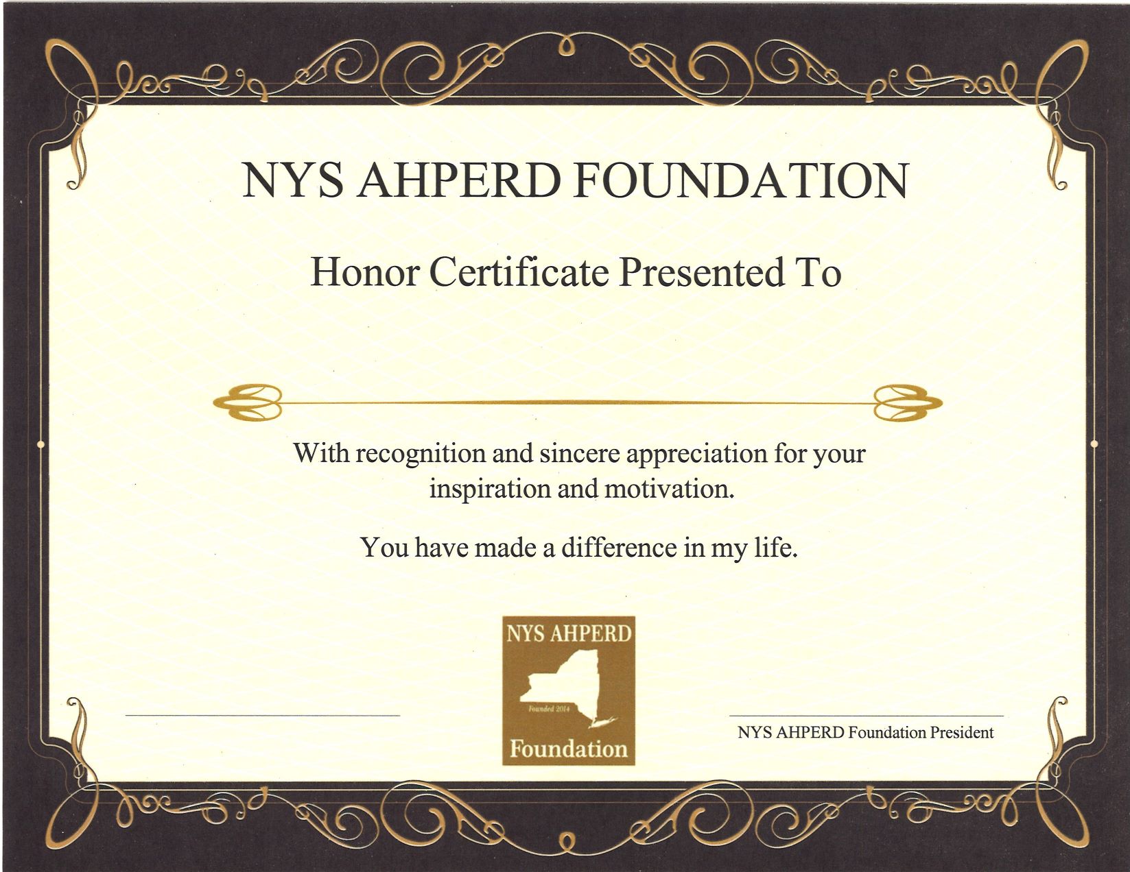 honor certificate 2016